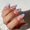 Moguri 24 Stück Lange Press-On Nägel, Mandelform, Hellblau mit Stern- und Strassdesign, Set mit Nagelkleber, Alkoholpads, Feile und Holzstäbchen, DIY Kunstnägel für Party und Alltag