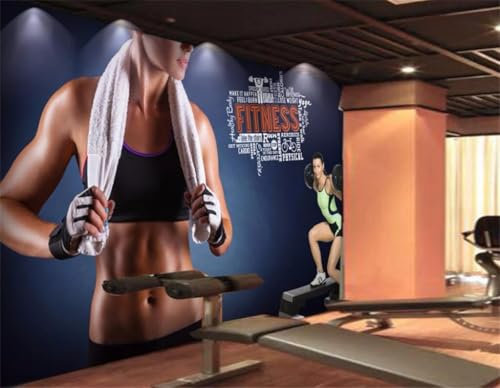 3D Fitness Fototapete Schlafzimmer 3D Fitnessstudio Tapetenwandbild Fotodruck Optische Täuschung Wandbild Kunstdruck Wanddekoration Poster 200x140cm