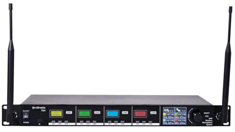 Citronic | Quad Wireless Microphone System with Tuneable UHF License Free Frequencies, Stage, Theatre, Performance | 4 x Bodypack Transmitters with Neckband & Clip Microphones, Fully Programmable