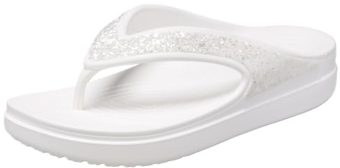 Crocs Infradito da donna Sloane Embellished Wedge | Sandali da donna con zeppa, Bianco Glitter, 37 EU