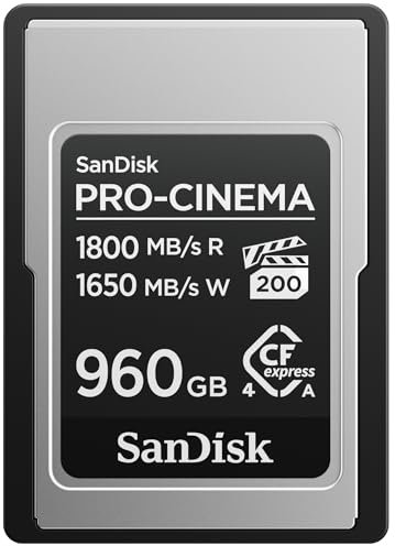 SanDisk PRO-CINEMA Cfexpress Type A Scheda da 960 GB (velocità di lettura fino a 1800 MB/s, velocità di scrittura fino a 1650 MB/s, 4K, 6K, 8K, VPG200)