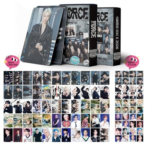 StrayKids Photocards, 55stück Stray Kids Lomo Karten, 40 Stück Aufkleber