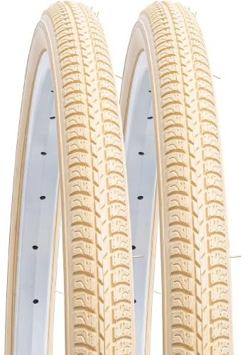 YUNSCM 2-PCS 24x1 3/8 (37-540) Wheelchair Bicicleta Cubierta Compatible with Ruta Bicicleta 24x1 3/8 24x1 3-8 Bike Cubierta,Beige (Y-1071)