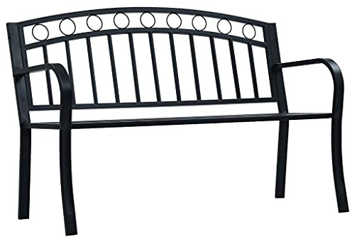 Frdhee Gartenbank, Gartenmöbel Sitzbank, Balkonbank, Gartenbank 125 cm Schwarz Stahl, Pflanzen Bänke Für Terrassen, Balkon, Outdoor, Wetterfest
