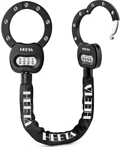 HEETA E Scooter Schloss Zahlenschloss, 8mm Fahrradschloss Hohe Sicherheit, e Roller Schloss Handschellenschloss, Kettenschloss Fahrrad Zubehör Bike Lock für E-Scooter Fahrräder E-Bike Motorrad