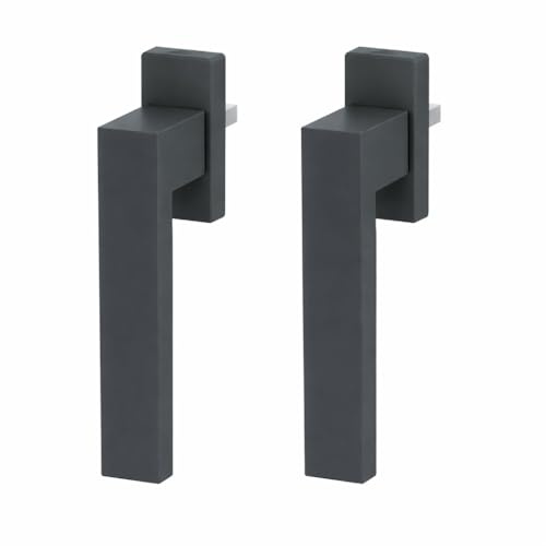 2er Set von Fenstergriff Alu Anthrazit design Dublin - pulverbeschichtet, RAL 9016, Stiftlänge:35mm
