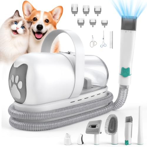 CLEANPAWS Kit de aspiradora de aseo para perros actualizado 2026 con cortaúñas y peine para desenredar, aspiradora de mascotas de 13000 Pa para desprendimiento, aspiradora de pelo de perro 9 en 1