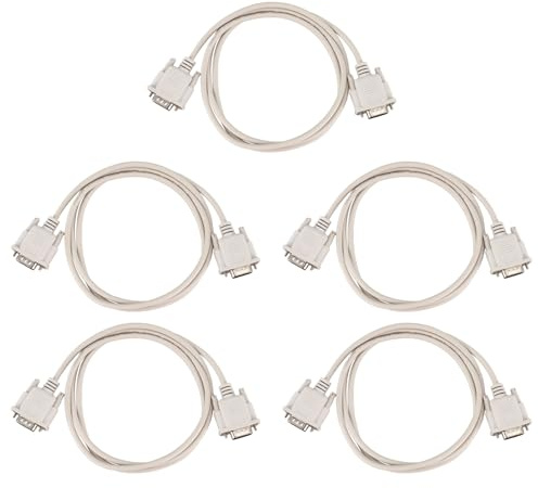 YGBWAOV 5piezas 1.4M RS232 DB9 9 Pines A VGA 15 Pines Macho Cable de Adaptador Gris