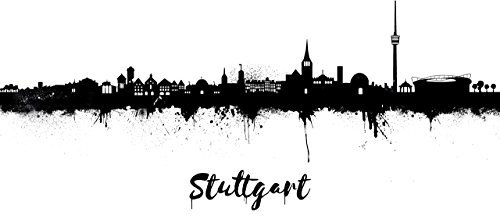 Kunstbruder Poster von Stuttgart Stuttgarter Stadt Städte by Dichyk - Schwarz/Weiss - Wandposter Streetart Posterbild 50x80cm