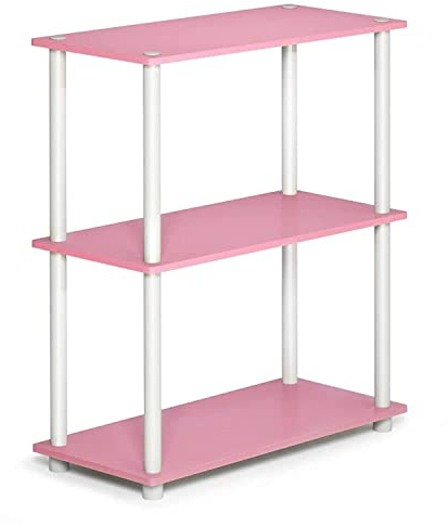 Furinno kompaktes Mehrzweck-Regal mit 3 Ebenen, holz, Rosa/Weiß, 28.96 x 59.94 x 75.18 cm