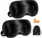 Masque de Sommeil Nuit Soie 2 Pack, 100% Soie Naturelle Occultant Ultra-Douce Voyage Yeux pour Dormir (Noir)​