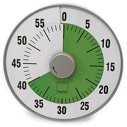 TimeTEX - Zeitdauer-Uhr L Grün | Lautloser 60 Minuten Countdown mit visuellem und akustischen Signal für Selbständigkeit | Inhalt: Batteriebetriebener Timer in Grün (Größe: ca. 19 cm ø)