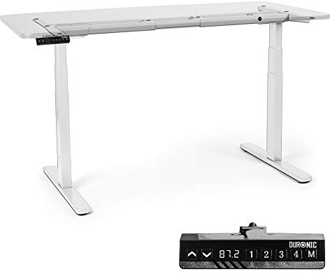 Duronic Sit Stand Up Desk Top Frame Converter TM23 WE, Electric Standing Sitting Height Adjustable Riser Desks Ergonomic Standup Workstation for Office Home Laptops Monitor Computer - Frame Only White