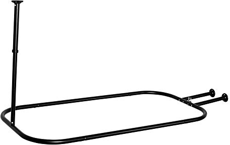 PrettyHome Duschvorhangstange, quadratisch, robust, rostfrei, oval, 148,1 x 61 cm, für freistehende Wannen, schwarz