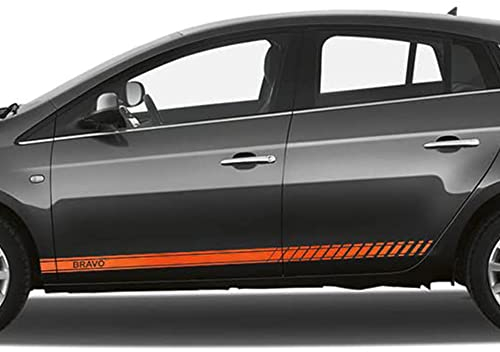 Auto-Dress Seitenstreifen Aufkleber Set/Dekor passend für FIAT Bravo (210 Black Gloss)
