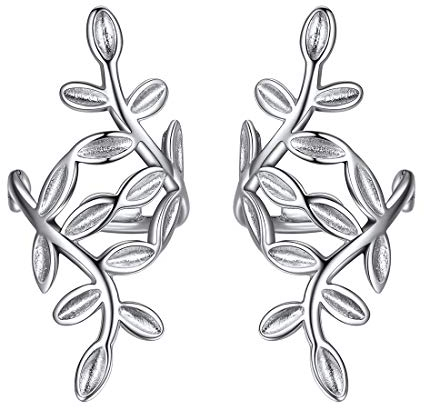 ChicSilver Helix Anneau Réglable - Manchette d’oreille Femme Argent 925 - Boucles d'oreilles Feuille pour Hélix sans Trou Non Piercing EarCuff Boucle d'Oreille Clips Non Percées Femms Filles