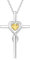 Damen Halskette mit Unendlichkeit Symbol Kreuz Anhänger Kette Infinity aus 925 Sterling Silber mit Natürlicher Citrin Edelstein Herz Form Juli Geburtsstein - Verstellbar Kettenlänge: 40 + 5 cm
