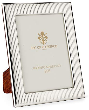 SEC OF FLORENCE Bilderrahmen aus massivem Silber 925 mit Mahagoni-Holzrückwand 7242/10x15