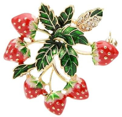 Roter Email Strawberry Tree Broschen Frauen Legierung Früchte Hochzeiten Bankettbrosche Pins (Color : Red)