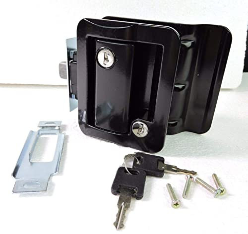 Riloer Remorque avec serrure de porte durable à pêne dormant, poignée de loquet en alliage, panneau de voiture RV noir, bouton de poignée de loquet de serrure de porte d'entrée à palette RV