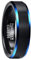 Corato 6mm Herren Ringe Schwarz Wolfram Ring für Damen Eheringe Verlobungring Matte Fertig und Blaue Abgeschrägte Kante Größe 67.2(21.4)