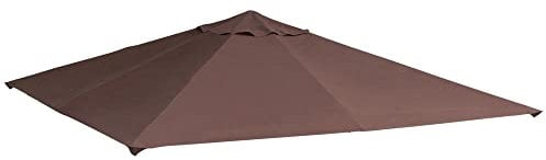 Outsunny Toile de Rechange pour pavillon tonnelle Tente Toit de Remplacement Gazebo de Jardin Tissu Polyester Haute densité 180 g/m² Anti-UV 3 x 3 m café