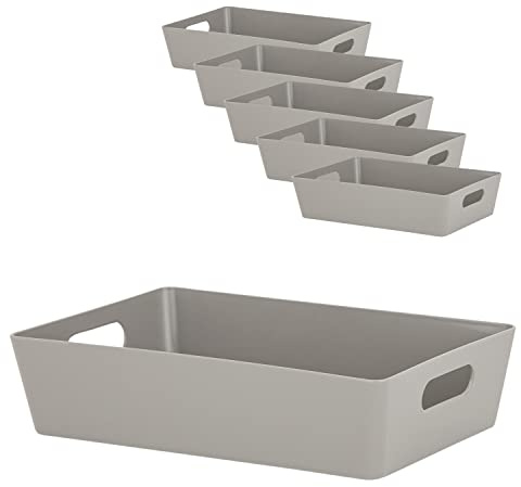 #11 6x Ordnungsboxen 6cm hoch TAUPE 25x17x6cm 2L DINA5 Ordnungskorb