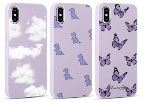 Yoedge 3 Pack Phone Case Compatible with Apple iPhone XS Max 6,5, Shockproof Soft TPU Silicone Phone Case with Pattern, Bumper Protector Matte Cover for iPhone XS Max, Butterfly