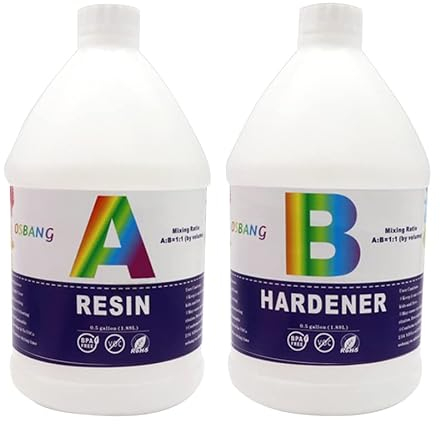 Enshey Hochglänzendes Epoxidharz-Set für Tischplatten, 2 Gallonen (1 Gallone Harz + 1 Gallone Härter), selbstnivellierend, UV-beständig, minimale Blasen
