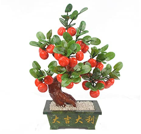 KIZQYN Crystal Tree/Money Tree Jade Bonsai Orange Tree Auspicious Rich Tree Living Room Home Furnishing Decoration Lucky Meditation Decoration Creative Gift Gem Tree (Size : B)