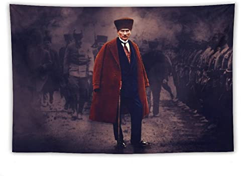 QINGRONG Porträt Mustafa Kemal Atatürk Poster, berühmter cooler Wandteppich, Kunstdrucke, Wandgemälde, Kunstwerke, Wandteppich, hängendes Bild, Geschenk, Schlafzimmer, Heimdekoration, 101,6 x 152,4 cm