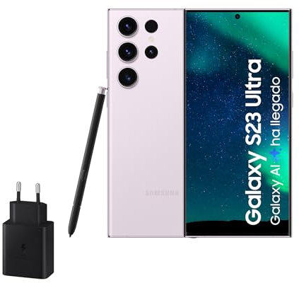 Samsung Galaxy S23 Ultra, 256GB + Cargador de 45W - Smartphone Android con IA, Teléfono Móvil Desbloqueado, Color Rosa (Versión Española)