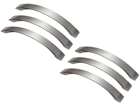 MARGUERASW 6-Piece Modern Metallic Chrome & Brushed Nickel T-Shaped Kitchen Cabinet Handle - Zinc Alloy, 128mm Center to Center Spacing