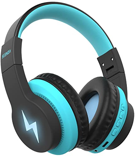 Bluetooth Kopfhörer Kinder, kabellose Bluetooth Kinderkopfhörer Over Ear mit 85dB/94dB Lautstärkebegrenzung, 45H Spielzeit, 3 Lightning-Modi, eingebautes Mikrofon Kopfhörer für Handy Tablet Schule