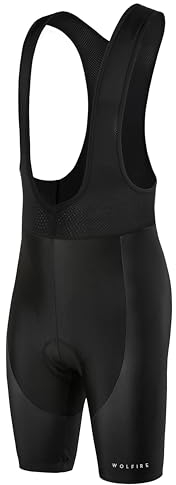 WOLFIRE WF Pantaloncini Ciclismo Uomo - Salopette con Fondello Gel 20D, Tessuto Poliestere. Abbigliamento MTB e Strada. Accessori Bici. Pantaloni Bici.