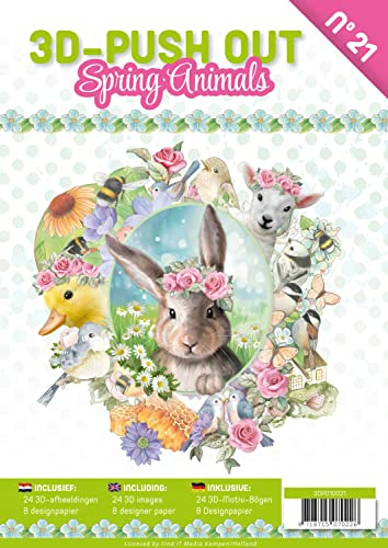 FINDit 3D Stanzbogenbuch Spring Animals Stanzpapier A4 Papier Frühjahr vorgestanzt