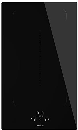 Cecotec Placa de Inducción de 2 Fuegos Bolero Squad I 2000 Bridge Máx 3700 W, Compacta, Doble Booster, Zona Puente, Control Táctil, 11 Niveles de Potencia, Temporizador, Made in France