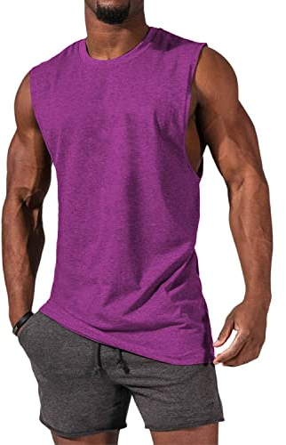 Tank Top Herren Ärmelloses Muskelshirts Gym Sport Unterhemd Männer Rundhals T Shirt Fitness Trägershirts Tee Top für Men Lila 3XL