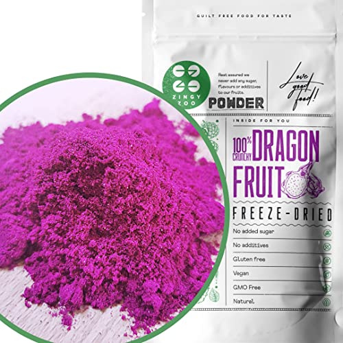 Fruit du Dragon Colorant Alimentaire Poudre Rouge | XL 300g Colorant Alimentaire Rose Poudre de Fruits Freeze Dried Fruit | Dragon Fruit Powder Colorant En Poudre Rouge | Smoothie Vegan Raw Pink Fruit