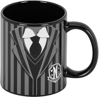 Wednesday Miércoles-Taza, 13 x 9.5 cm, Capacidad 350ml, Negro Uniform