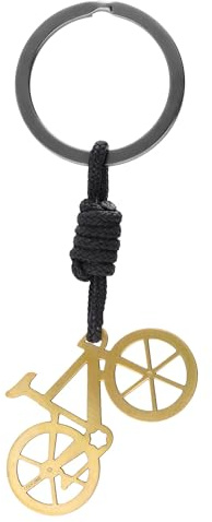 CODEONE Fahrrad-Schlüsselanhänger mit 2 mm schwarzem Nylonknoten | Edelstahl | Handgefertigtes, sportliches Design | Fahrrad | Geschenkbox