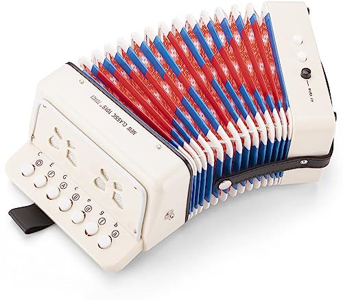 New Classic Toys Akkordeon mit Notenbuch - weiß