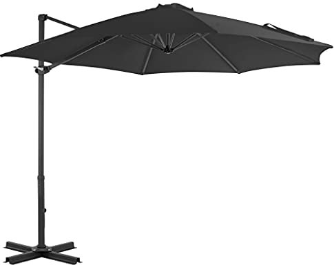 Camerina Ampelschirm mit Aluminium-Mast Sonnenschirm Terrasse Wasserdichter Sonnenschirm Sonnensegel Mast Anthrazit 300 cm