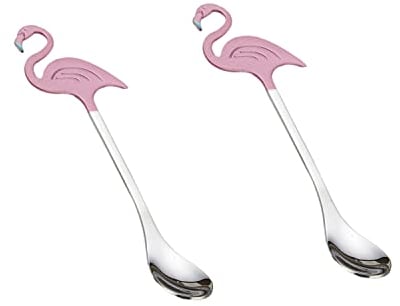 2 Pieces Stainless Steel Flamingo Shape Coffee Spoon Flamingo Decorate Spoon Flamingo Tea Spoon Dessert Mixing Spoon Suitable for Ice Cream Catering Kitchen Tools