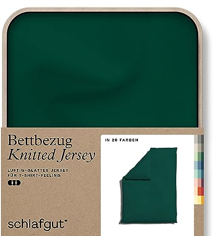 schlafgut Knitted Jersey Bettwäsche 135x200 cm Bio-Baumwolle, Green Deep