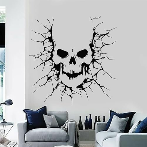 Totenkopf Wandaufkleber Vinyl Halloween Wohnkultur Tattoo Studio Studio Abnehmbares Wandbild 42X42Cm