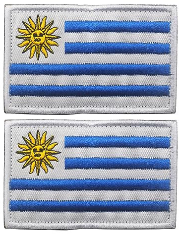 2 parches bordados de la bandera de Uruguay, parches tácticos militares para coser en emblema, arneses, gancho para hombro, brazalete, parche de bricolaje (Uruguay)