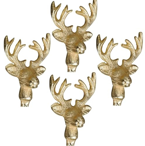 POMMERNTRAUM ® | 4-er SET! Kerzen-Pin Kerzen-Stecker Kerzendekoration Hirsche Hirschkopf JAGDMOTIV (4-er SET gold)