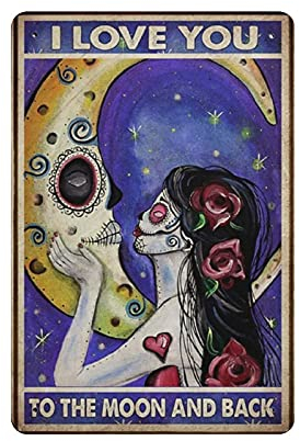 GQWJKSZ Poster mit Aufschrift „I Love You To The Moon And Back“, Vintage-Stil, Eisen, für Zuhause, Bar, Wanddekoration, Kunstdruck, Restaurant-Dekoration, 30 x 20 cm