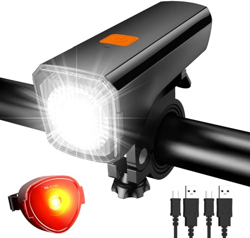 Fahrradlicht LED Set Fahrradbeleuchtung USB Wiederaufladbar Fahrradlampe IPX5 Wasserdichtes Frontlicht & Rücklicht StVZO Genehmigt Fahrradbeleuchtung